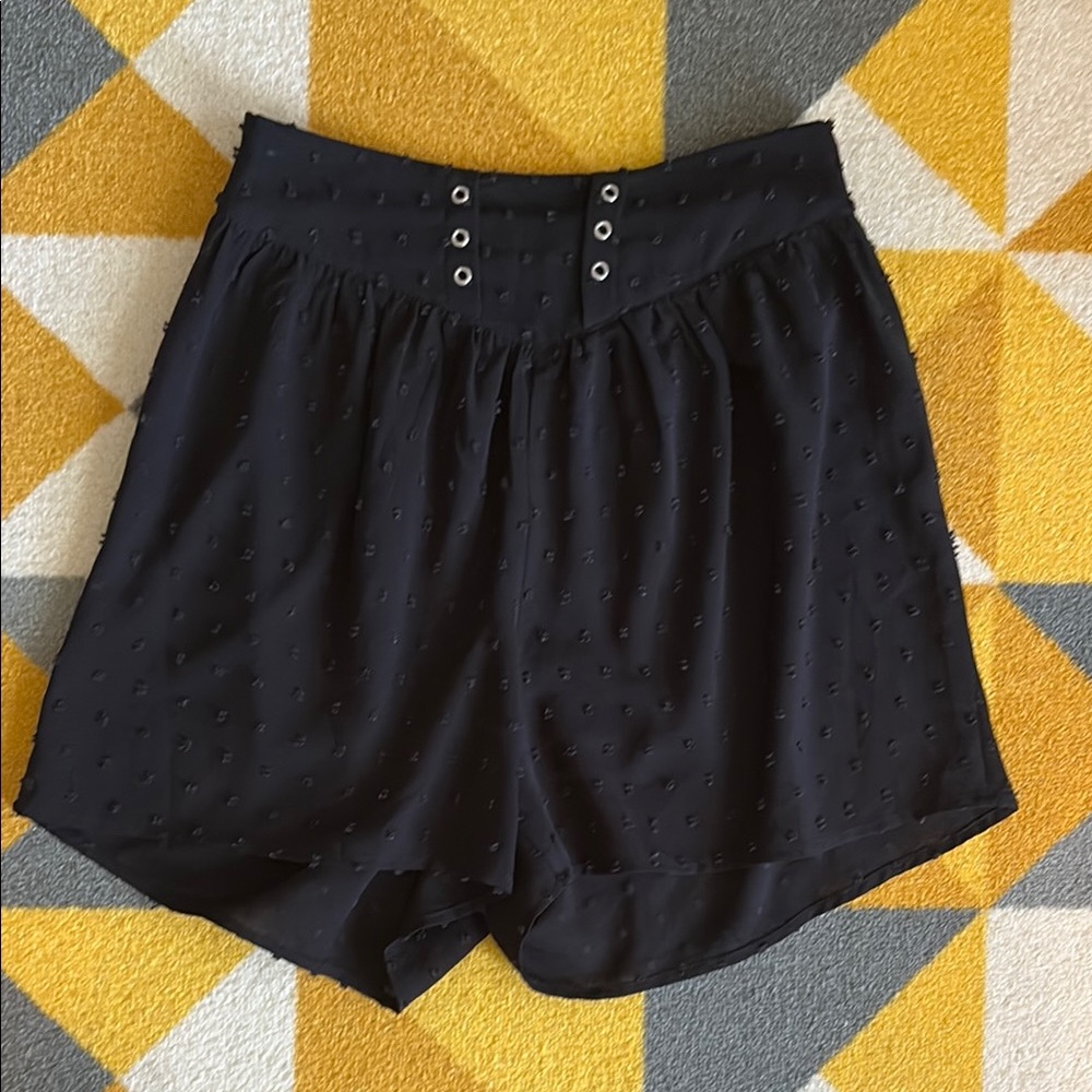 Elegant Swiss dot Black Women's Shorts